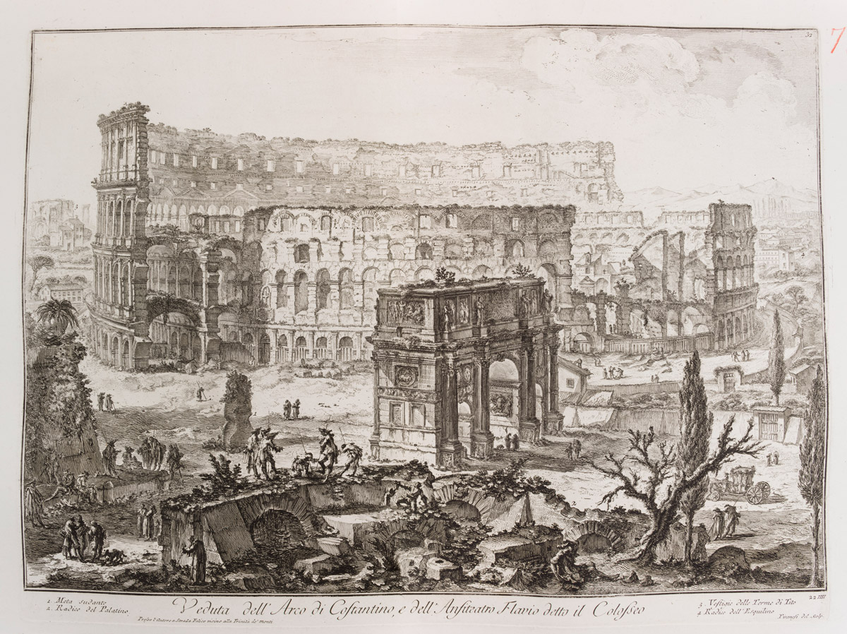 Veduta dell’Arco di Costantino e dell’Anfiteatro Flavio detto il Colosseo