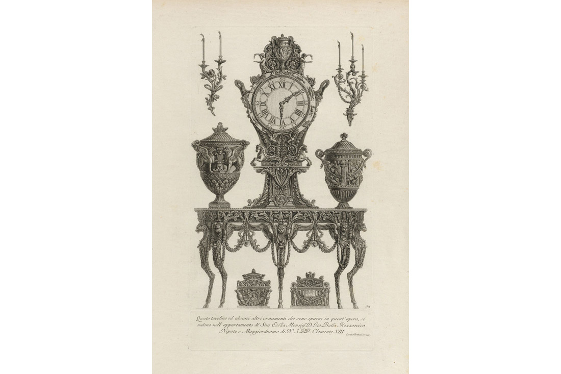 G.B. Piranesi, Diverse Maniere d’Adornare i Cammini ed Ogni Alta Parte degli Edifizi, Tavolo per G.B. Rezzonico, 1769